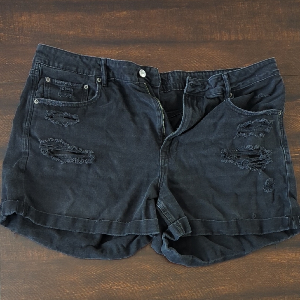 American Eagle Black Distressed Jean Shorts